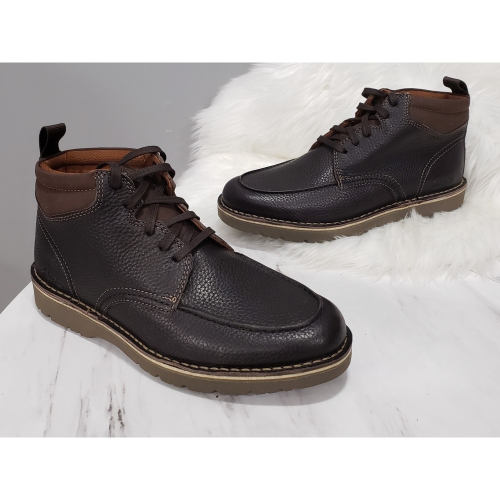 NEW NO BOX Clarks Mens Eastridge Peak Dark Brown SIZE 8.5‎ LEATHER BOOTS SHOES